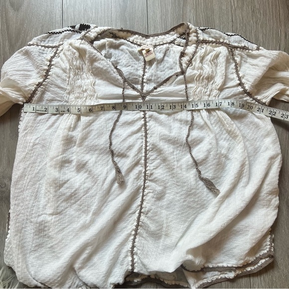 Sundance Peasant Top Embroidered|tunic cream Ivory| boho Sz XS oversized - Picture 14 of 14